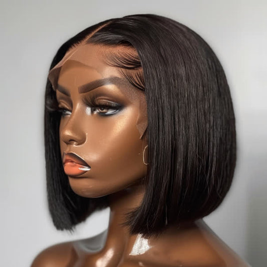 Perruque coupe courte lisses frontale - transparent 13*4 - 100%human hair - Densité 210%