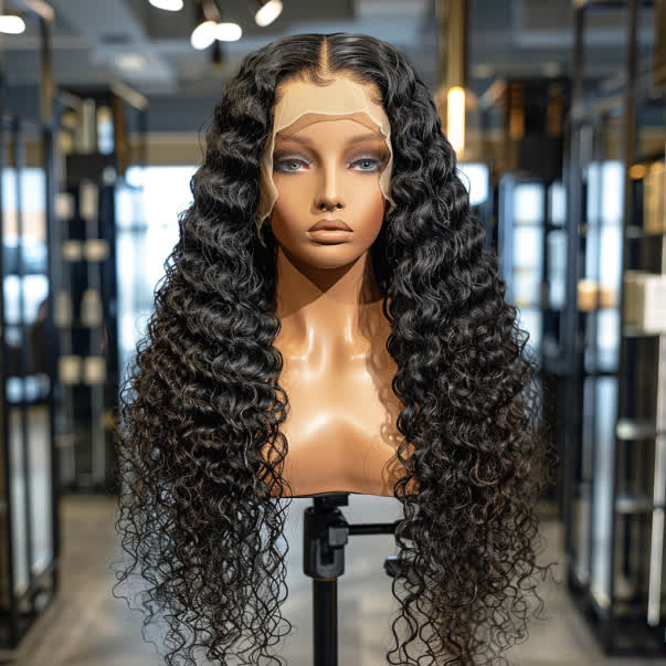 Perruque Deepwave closure  transparent 4*4 - 100%human hair - Densité 210%