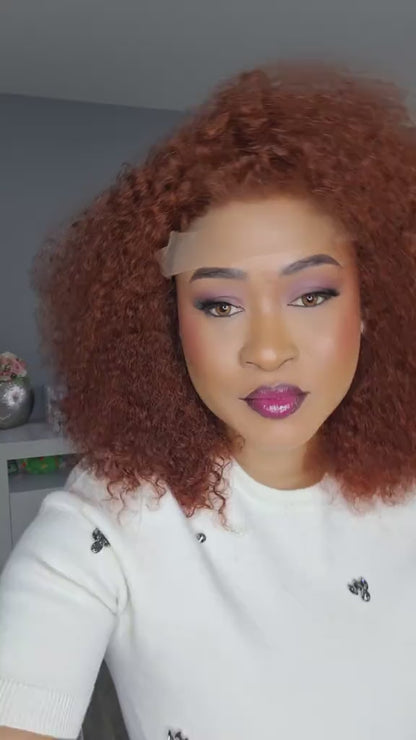 Perruque bouclée ginger - closure 9*4- Long16 - Densité 350%