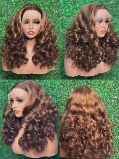 Perruque Bouncy Aicha- 100% Human hair  -densité 300%- Frontale 13*4- Taille 20